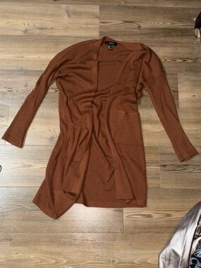 Forever 21 Rust Brown Open Front Ribbed Cardigan